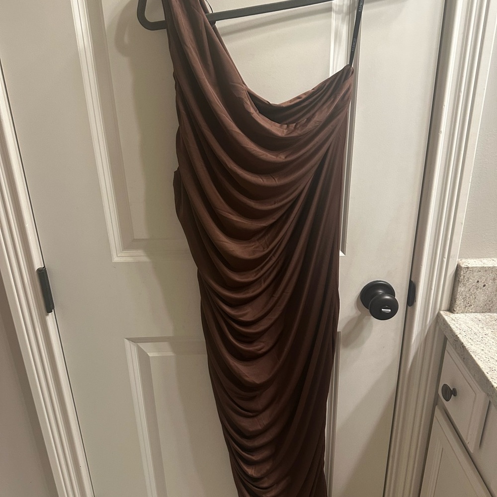 Eloquii One Shoulder Brown Dress